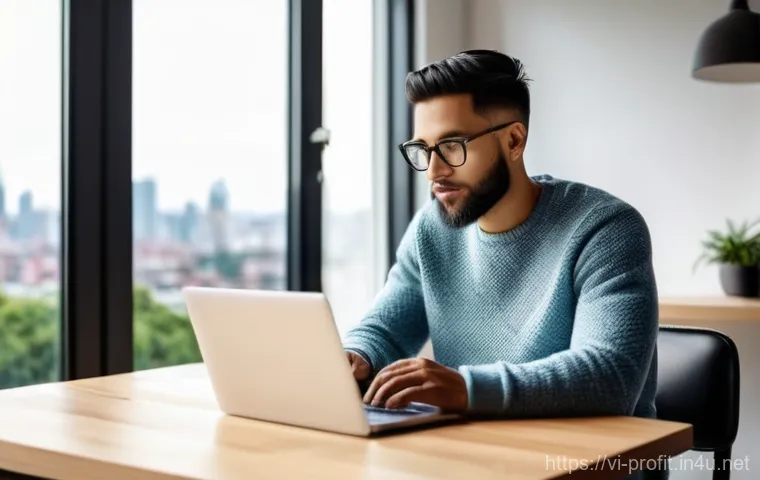 프리랜서 서비스 판매 - **Prompt 1: Focused Freelancer in a Modern Home Office**
    A young adult, either male or female, s...