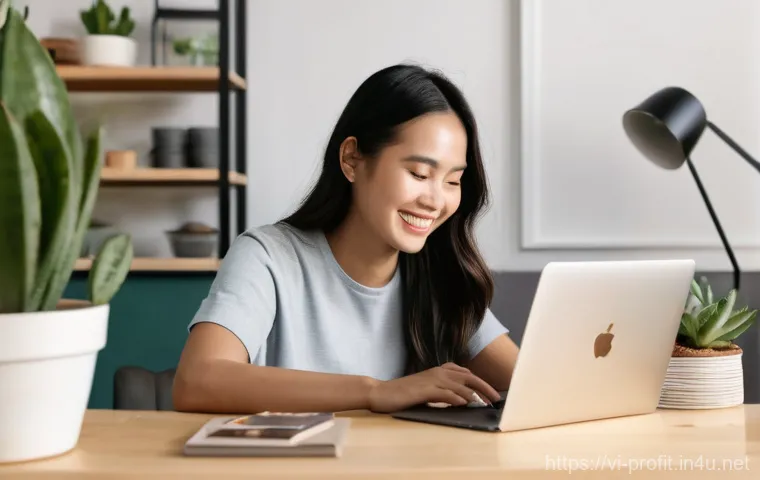 이커머스 수익 구조 - **Prompt:** A young Vietnamese woman in her late 20s is sitting comfortably at a well-lit desk in he...