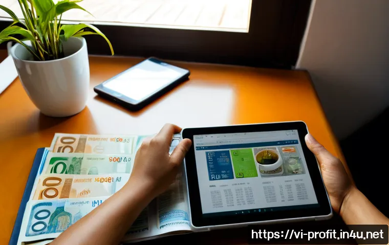 전자책 출판 수익 모델 - Photorealistic home workspace in Vietnam, a Vietnamese independent author reviewing ebook publishing...